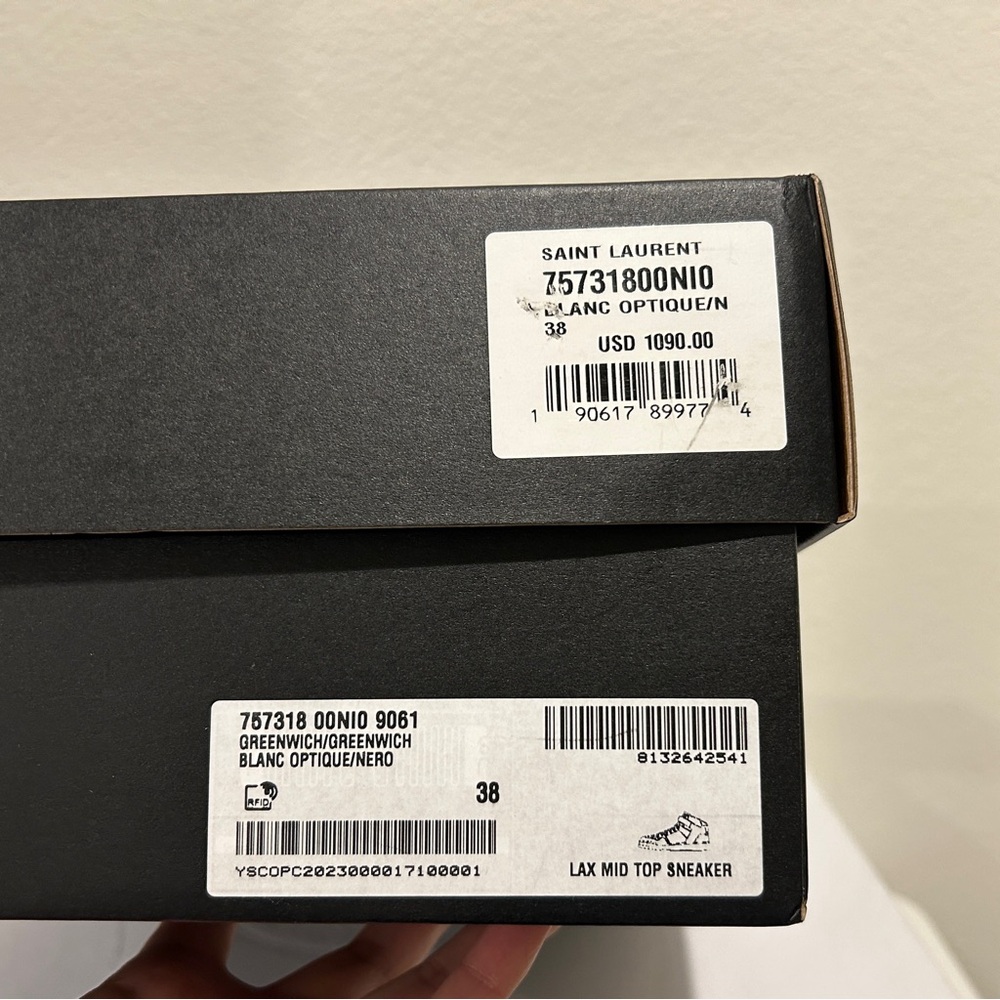 Saint Laurent LAX Mid Top leather sneakers, Size 38, New in Box - Picture 15 of 15